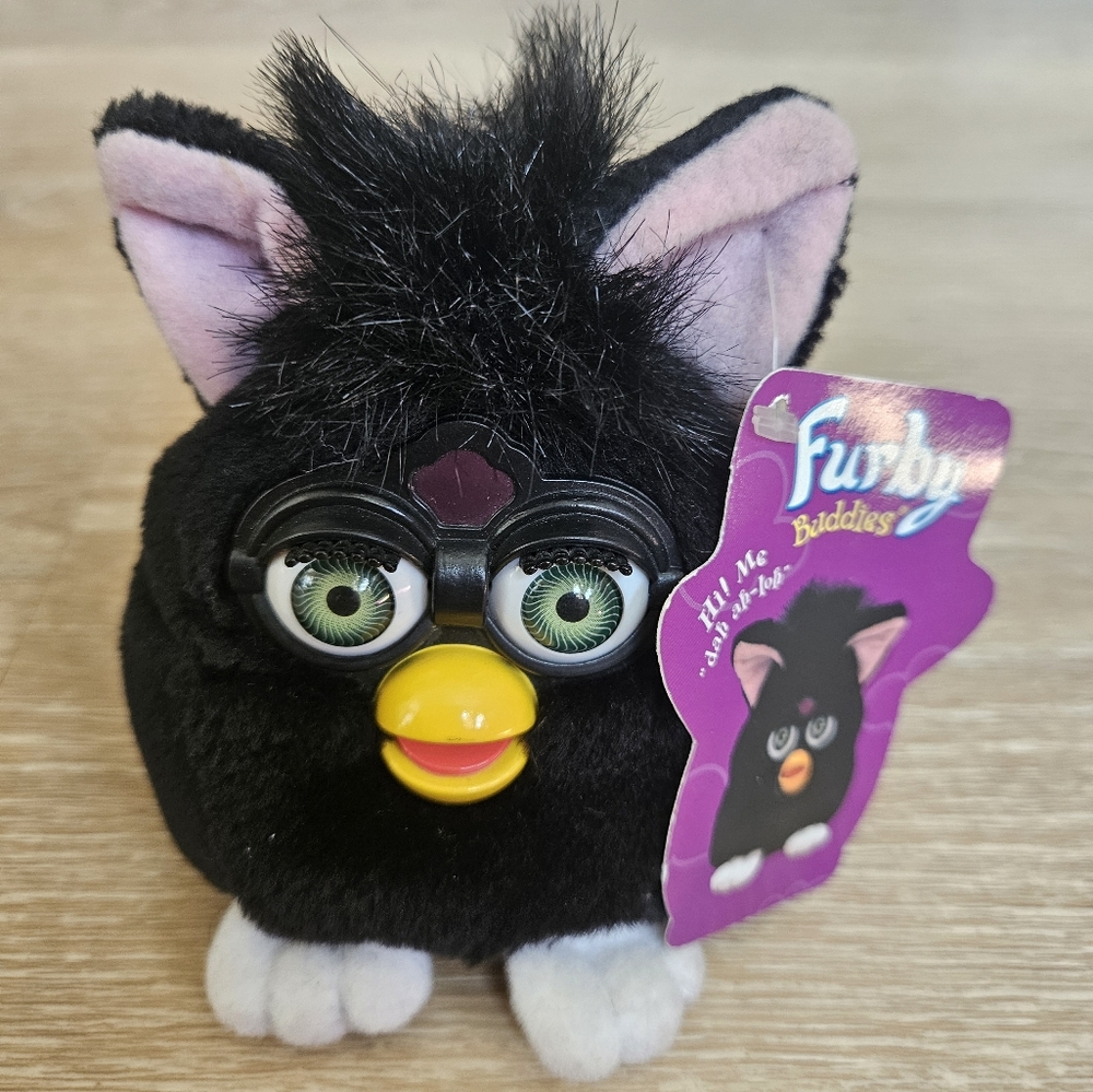 NWT Furby Buddies "Big Light" Black with Green Eyes VINTAGE Plush Toy (1999)